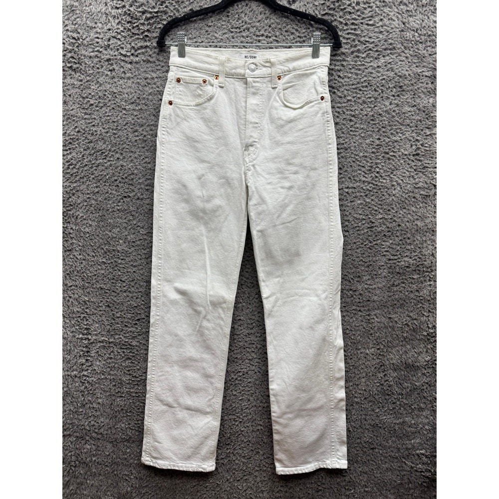 Re/Done High Rise Straight Leg Button-Fly Denim Jeans White Womens Size 27